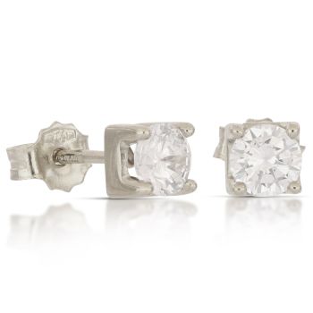 Orecchini solitario bianco mis.6