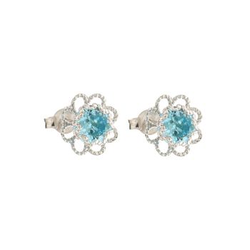 Colored gem flower earrings