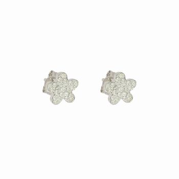 Flower zirconed resin earrings