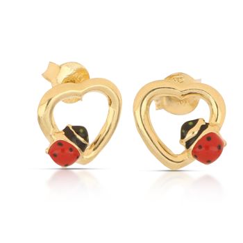 Orecchini coccinella su cuori