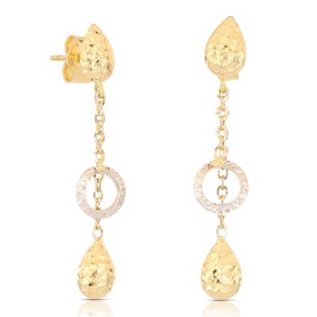 Orecchini pendenti martellati bicolore