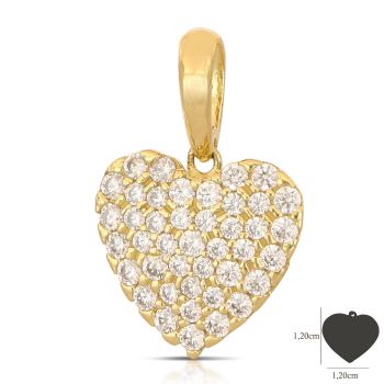 Pendente pave' cuore, 2 misura