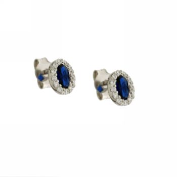 Oval shaped blue zircon earrings