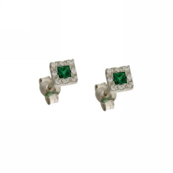 Squared shaped green zircon earrings