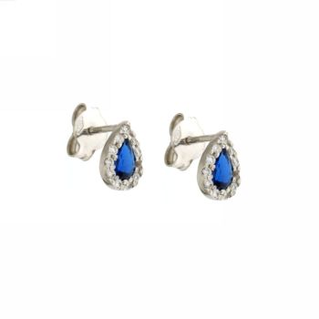 Drop shaped blue zircon earrings