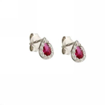 Drop shaped red zircon earrings