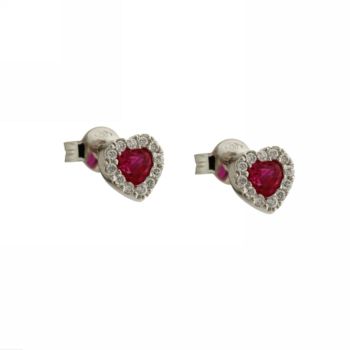 Heart shaped red zircon earrings
