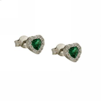 Heart shaped green zircon earrings