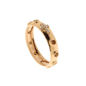Champagne zircons rosary ring