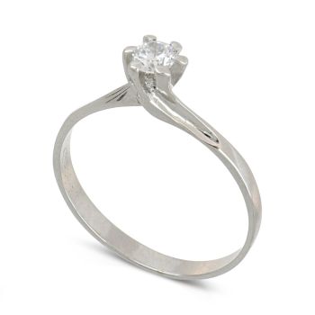 Anello solitario oro bianco