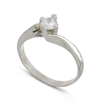 Anello solitario oro bianco
