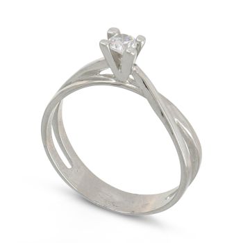 Anello solitario oro bianco