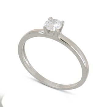 Anello solitario oro bianco