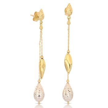 Orecchini pendenti martellati bicolore