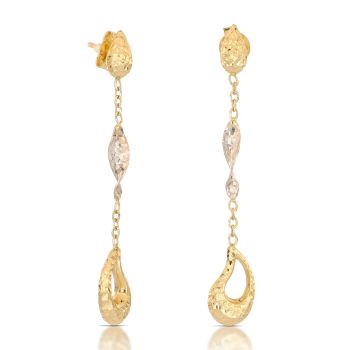 Orecchini pendenti martellati bicolore