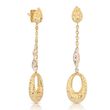 Orecchini pendenti martellati bicolore