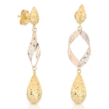 Orecchini pendenti martellati bicolore