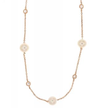 Saturn pearl and zircon necklace