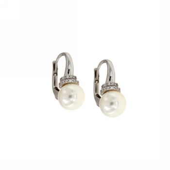 Pearl and zircon earrings