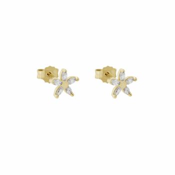 Flower shaped zirconed earrings