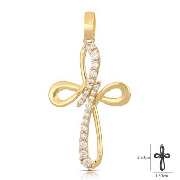 Croce bicolore con zirconi