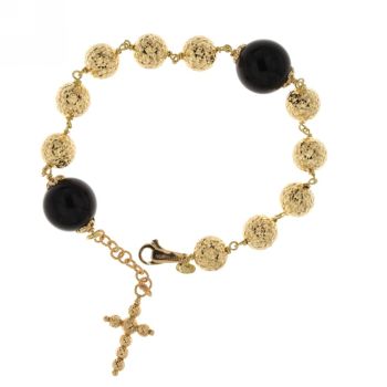 Bracciale rosario con grani oro e onice