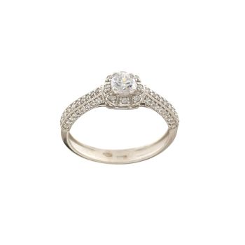 Solitaire ring, sided zircons