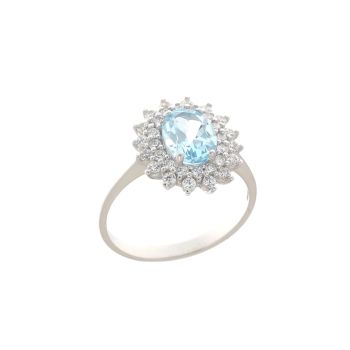 Light Blue oval gem ring