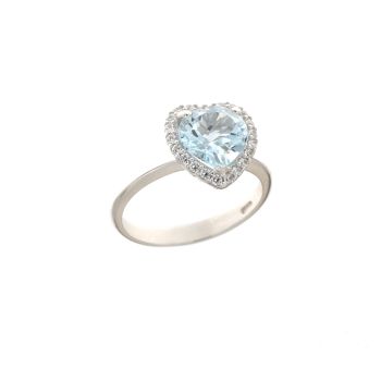 Light Blue heart gem ring