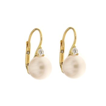 Pearl and zircon earrings