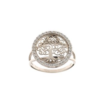 Tree of life ring with zircons