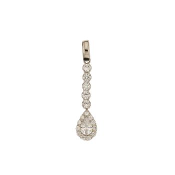 White gem drop shaped pendant
