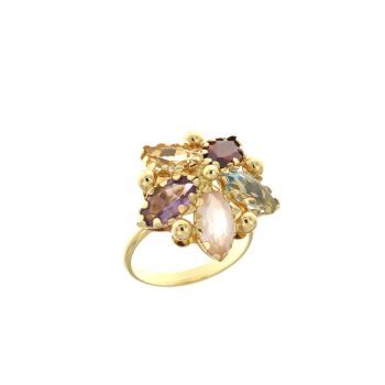 Coloured gems ring