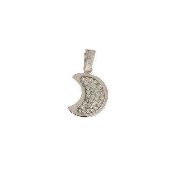 Resin and zircon moon pendant