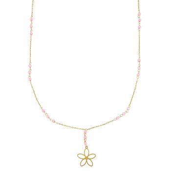 Y-shape pink bead necklace