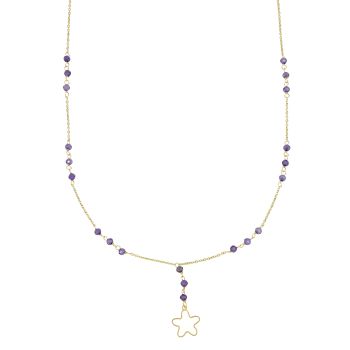 Y-shape violet bead necklace