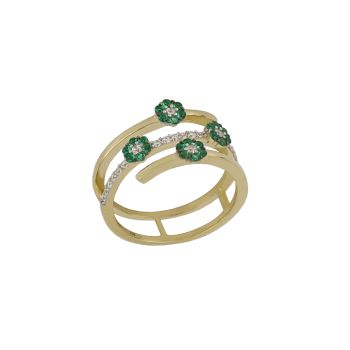 Anello con zirconi verdi