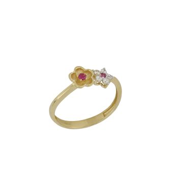 Anello con pietra rossa