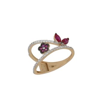 Anello con pietre rosse