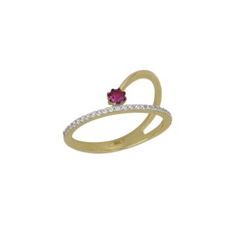 Anello con pietra rossa