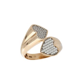 Anello con cuori zirconato