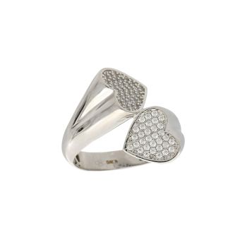 Anello con cuori zirconato