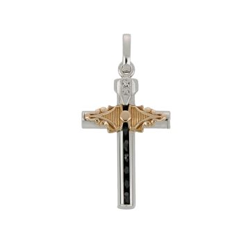 Cross with black spinel and brilliants