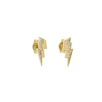Lighting bolt earrings with zircons