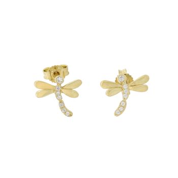 Dragonfly earrings with zircons