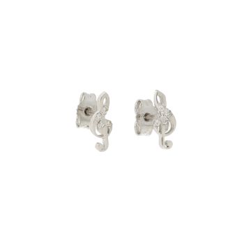 Violin key earrings with zircons