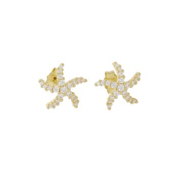 Starfish shaped earrings with zircons