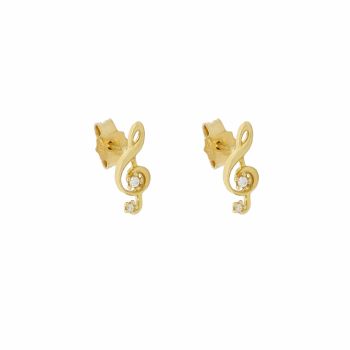 Violin key earrings with zircons