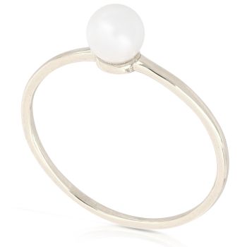 Anello oro bianco con perla