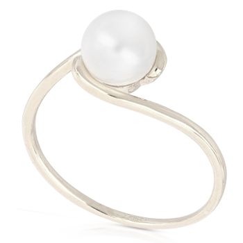 Anello oro bianco con perla